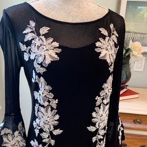 Black Cocktail Dress Pearl Accents - M